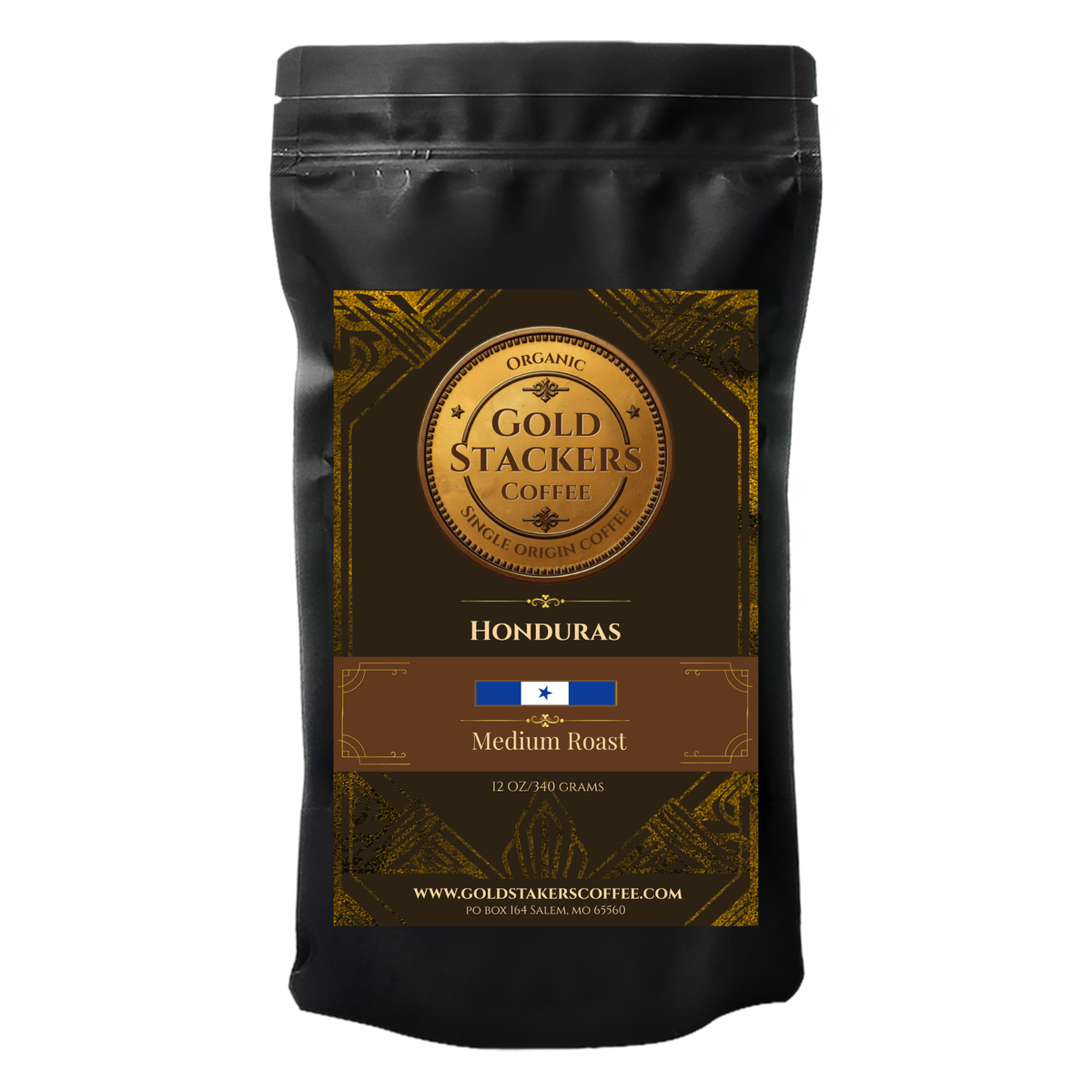 Gold Stackers Coffee 12oz Honduras Medium 1/4 Goldback