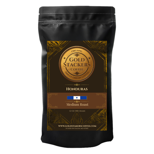 Gold Stackers Coffee 12oz Honduras Medium 1/4 Goldback