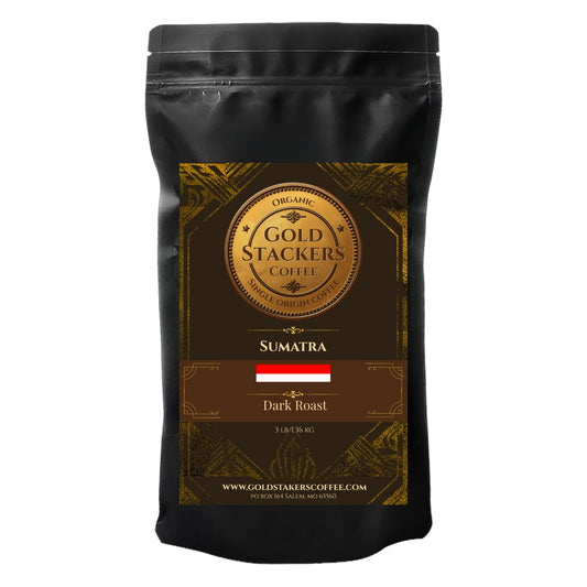 Gold Stackers Coffee 12oz Sumatra Dark Roast with 1/4 Goldback