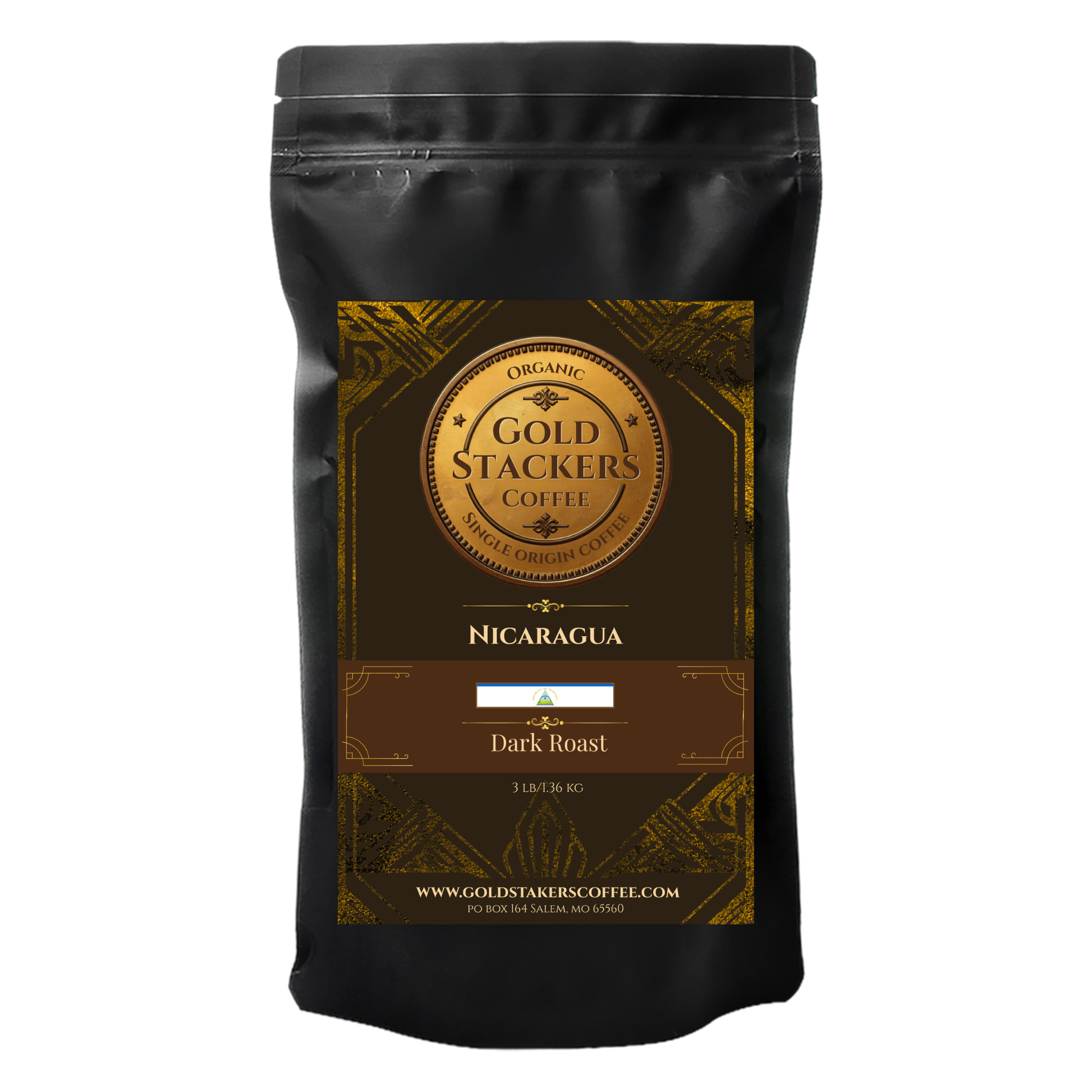 Nicaragua Dark Roast Organic with 4 1/4 Goldback