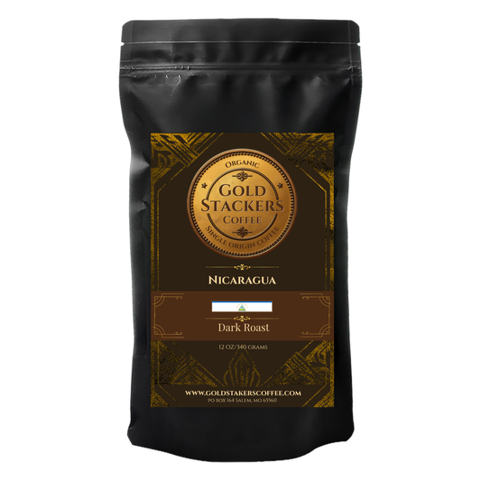Gold Stackers Coffee Nicaragua Dark roast with 1/4 Goldback