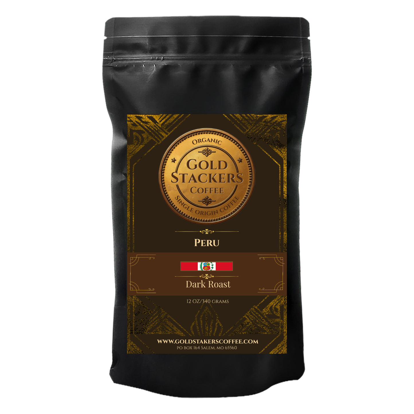 Gold Stackers Coffee Peru 12oz with 1/4 Goldback