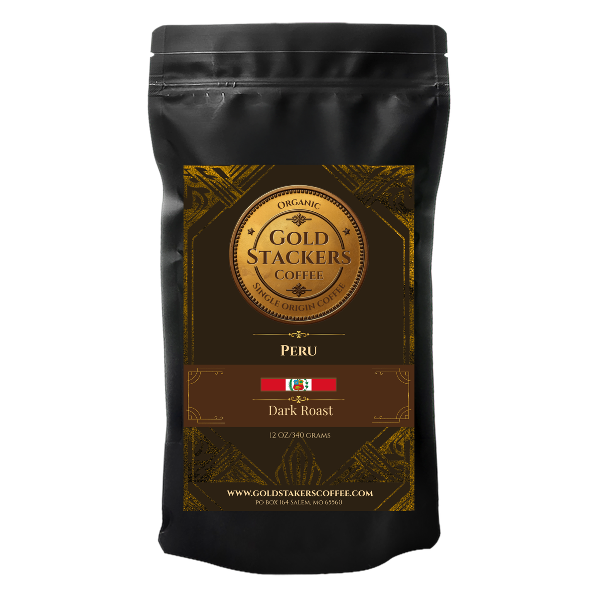 Gold Stackers Coffee Peru 12oz with 1/4 Goldback